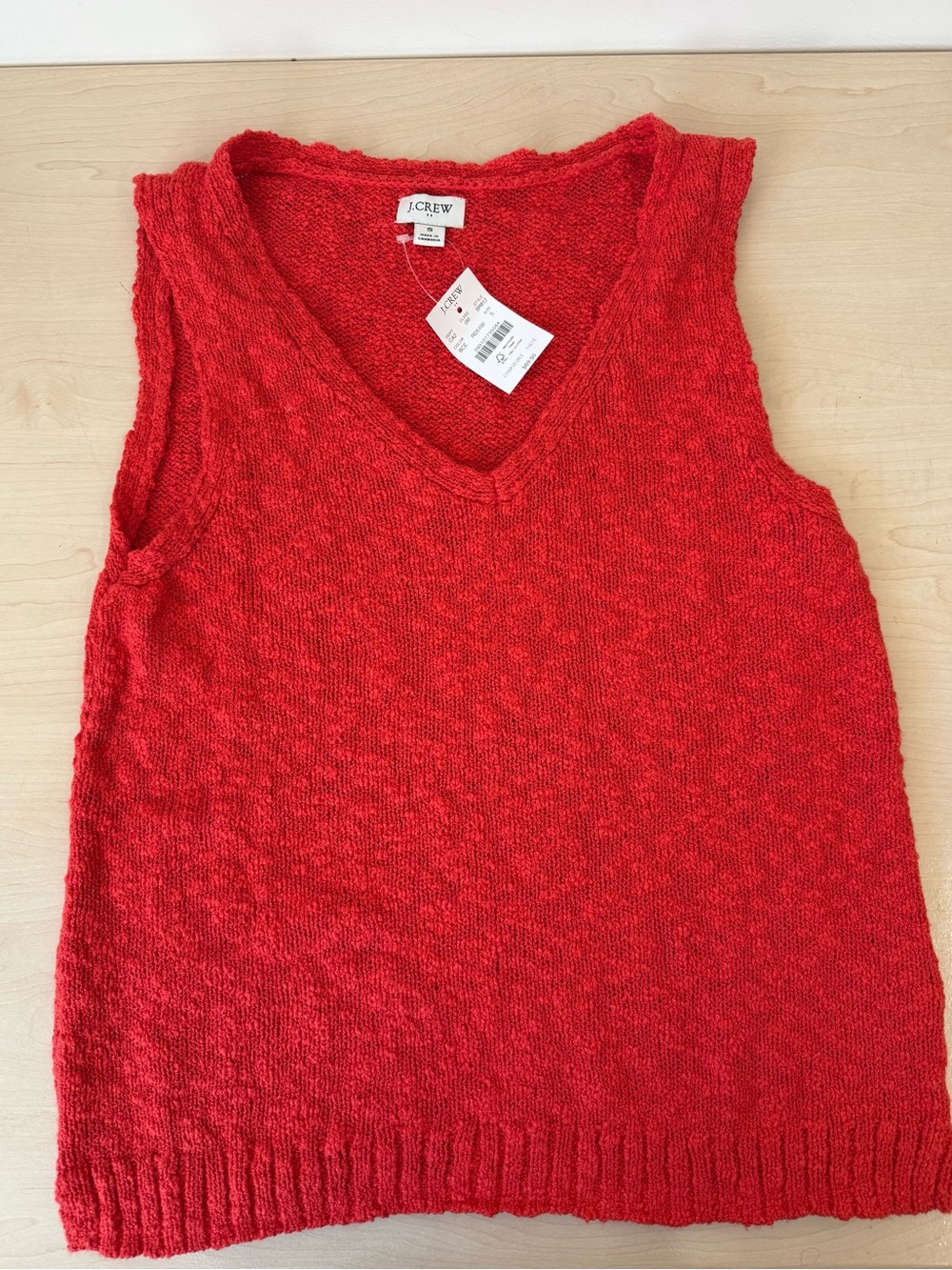 NWT J Crew Factory V-Neck Beach Sweater Tank Bright Cerise Small